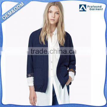 fashion welt pocket cotton jacket for women