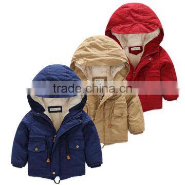 Pure colour kids winter jackets for boy baby outwear Children thick Winter Warm Coat