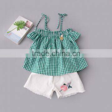 Wholesale Summer Girls New Design Stylish Check Blouse in 2017 photo-2