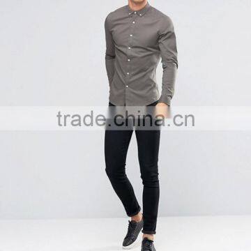High Quality Custom New Design Long Sleeve Mens 98% Cotton Twill 2% Elastane Skinny Fit Casual Party Dress Shirts photo-4