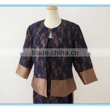 Shantung Lace Combination Classic 3 Pieces Skirt Church Suit For Women photo-5