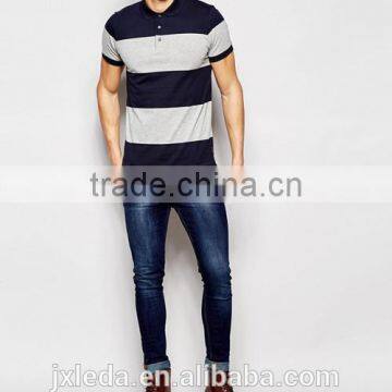 Factory Wholesale 100% Cotton Jersey Wide Stripe Men Polo Shirt Custom Your Own Logo photo-4