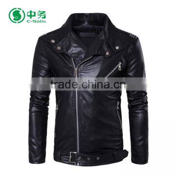 Fashion Style Multi Zippers Windproof Mens White / Red / Black Punk Leather Jacket for Sale photo-4