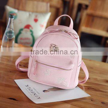 Vintage Leather PInk Backpacks Pattern For College Girls Soft Black Backpack Bags