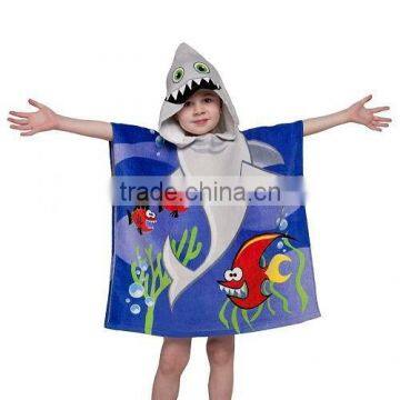 Velour reactive printing poncho towel for kids