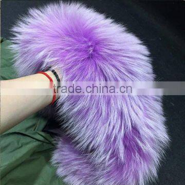 Myfur Lavender Color Dyed Raccoon Fur Hooded Ladies Parka With Fur Lining photo-3