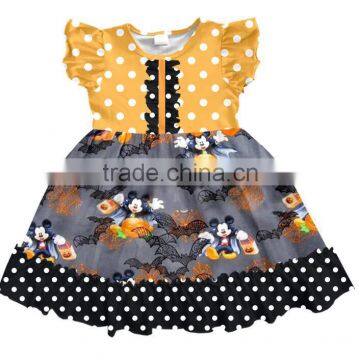 Boutique Girls Frock Designs Baby Children Halloween Mouse Pattern Dress Stylish Modern Girls Dresses