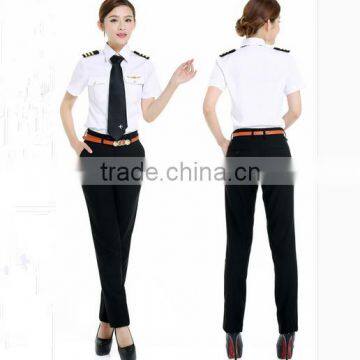 China Wholesales Short Sleeve White Airport Lady Aviator Shirts photo-4