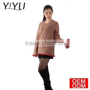 Custom School Unifrom Pullover Girl Simple Style Agaric Hem Knit Sweater photo-5