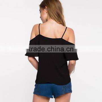 Women's Autumn/summer V Neck Loose Sweet Halter Chiffon Top Shirt photo-4
