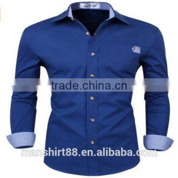 2016 New Wholesale Stylish Slim Fit Long Sleeve Contrast Custom Mens Casual Dress Shirts photo-2