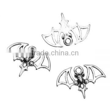 Zinc Based Alloy Halloween Charms Bat Animal Antique Silver 21mm x 15mm photo-3