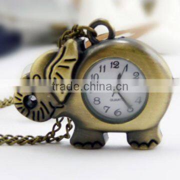 free shipping!!! 35*25mm cartoon Elephant pendant pocket watch @ mixed Antique Bronze Mechanical Locket Watch pocket