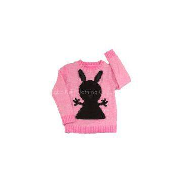 2015 fall girl\'s jacquard rabbit pullover sweater feather yarn knitwear