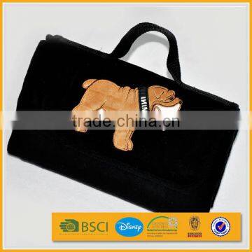 promotion embroidery logo new black foldable travel picnic blanket