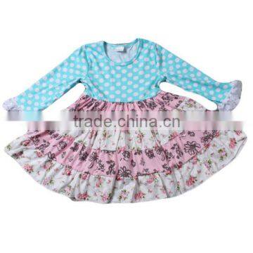 2016 Newest childresn fashion dress dot print long sleeve baby girls dresses