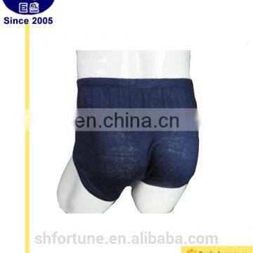 High Quality Silk Hemp Men's Dark Blue Short Underpants photo-2