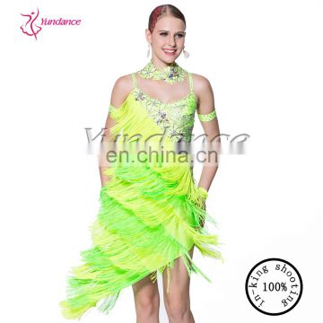 Tassel Latin Performance Latin Dance Dress In Fluorescent 2016 L-12465