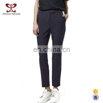 Women Navy Stripe Classic Office Trouser With Side Pocket Latest Ladies Trousers