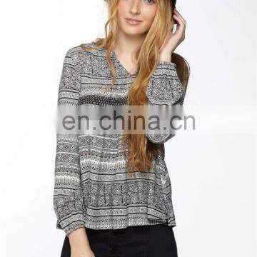 2016Casual Women Long Sleeve V-Neck Gray Shirts