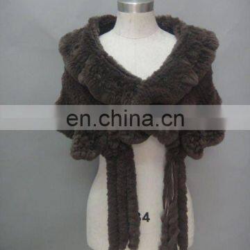 Rabbit Fur Shawl with Big Fringes