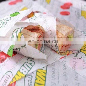 Coloring printing custom hamburger/sandwich/chicken roll grease proof packing paper