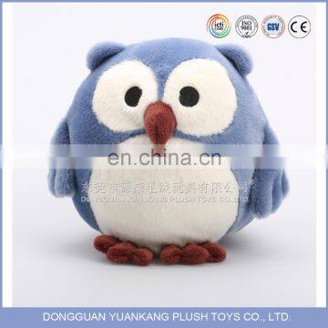 Fat Round Plush Owl Fluffy Blue Stuffed Cute Soft Toy With Embroidery Eyes