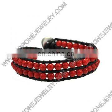 Custom braided leather beaded wrap bracelets for girls