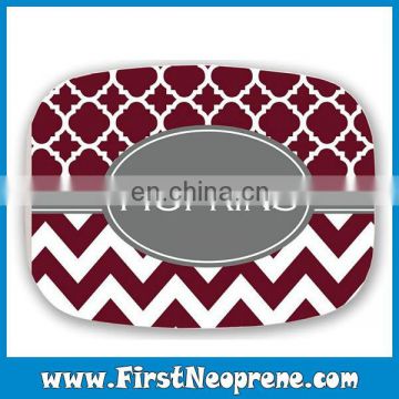 Monogrammed Claret-Red Rectangle Neoprene Coaster