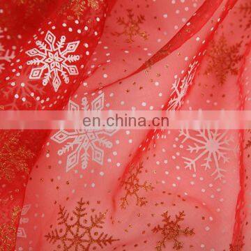 2015 Bulk Wholesale Clothing Spraying Snowflake Printed Polyester Satin Fabric