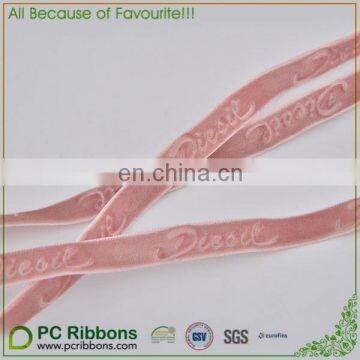 Custom print high quality non-elastic velvet ribbon