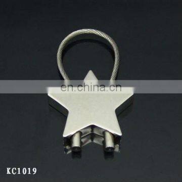 Five-Pointed Star Shape Stainless Steel Wire Rope Zinc Alloy Metal Keychain