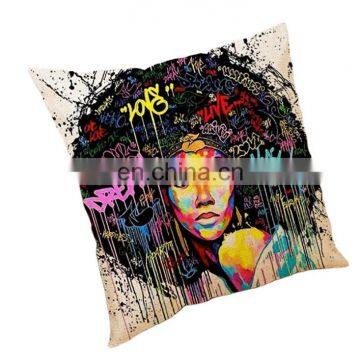 Black Women 3D Cushion Cover Car Pillowcases Cotton Linen Throw Pillow Case Cover