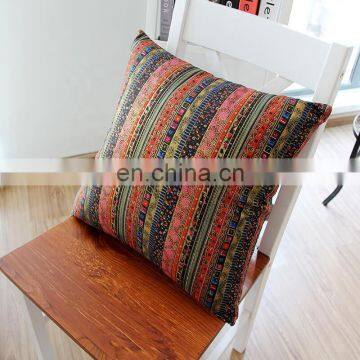 I@home Without Core Ethnic Style Gilded Striped Linen Print Pillow Cushion Cover for Sofa