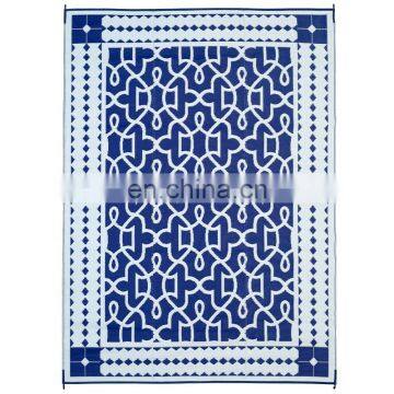 Reversible Outdoor/Indoor Plastic Rug,Easy to Clean, Stain and Water Resistant,Blue/White RV Camping Mat photo-5