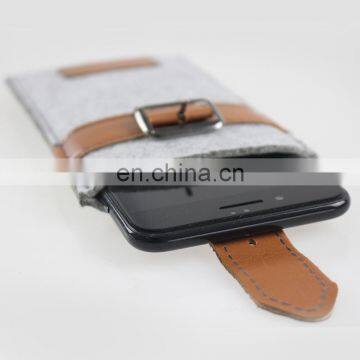 Logo Customized felt mobile phone bag with leather