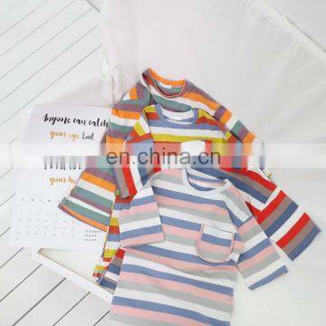 Summer Korean version of the new casual style European and American fashion brand girls cute striped multicolor skirt simple