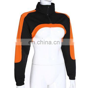 Hot Wholesale Ladies High Stand Collar Sexy Long Sleeve Short Crop Top photo-6