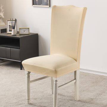 Ivory Brushed Stretch Dining Room Chair Covers Soft Removable Dining Chair Slipcovers