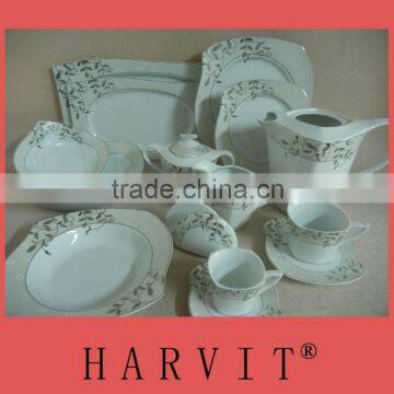 47pcs S shape porcelain dinnerware