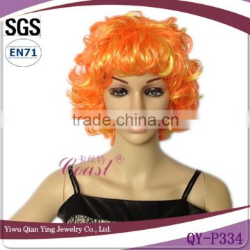 cheap short synthetic curly orange afor wigs for party