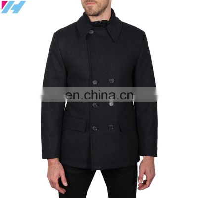 OEM Soft touch water repellent double breasted peacoat for men