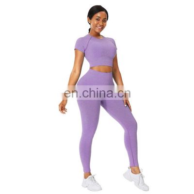 Service Two Piece Set Gym Wear High Waist Leggings Seamless Yoga Sets Fitness Women