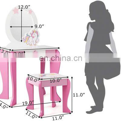 Kids Vanity Table And Chair Set 2 In 1 Detachable photo-4