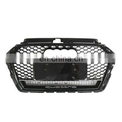 New ABS glossy black grille for Audi A3 radiator honeycomb front bumper grill for Audi RS3 under quattro 2017 2018 2019