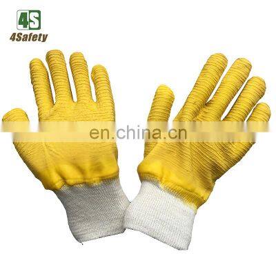 4SAFETY Wholesale Yellow Wave Crinkle Gloves Latex Work Custom Printed