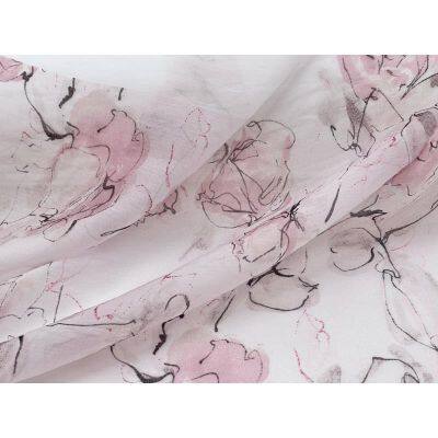 Hot New Printed Gauze Fabric Woven Polyester Satin 44 Double Crepe Scarf