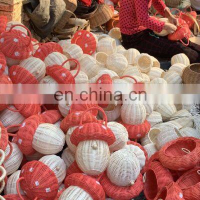 New Design Rattan Mushroom Basket For Children Handicraft Kid Basket Bag Wicker Kids Bag Wholesale Supplier photo-2