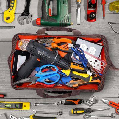 Mens Tool Tote With Waterproof Hard Bottom Heavy Duty Tool Bag photo-4