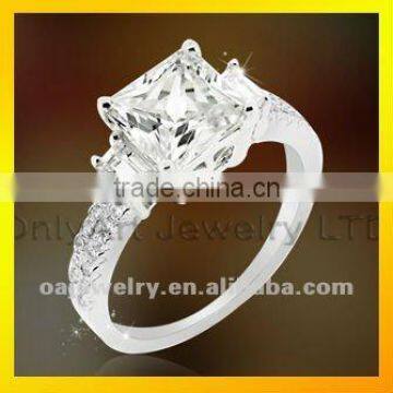 top quality big stone 925 sterling silver jewelry design cz engagement ring for lady